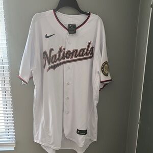Nike White Baseball Jersey with Red Trim